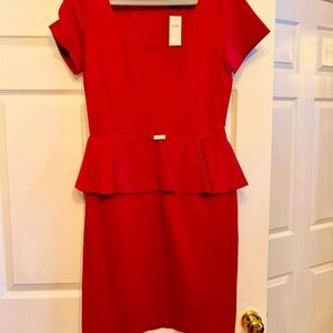 Ann Taylor Red Peplum Sheath Dress